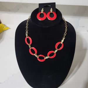 Red & Gold Tone Jaclyn Smith Costume Jewelry